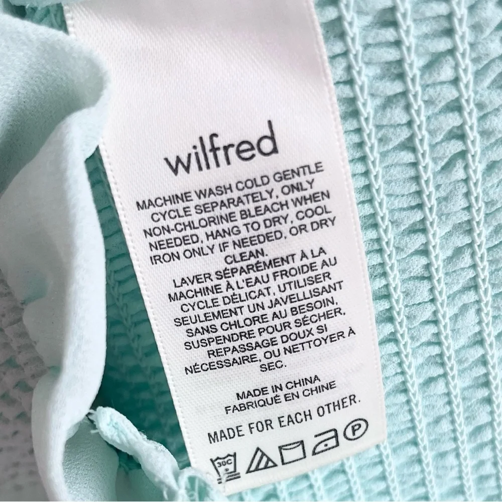 Aritzia Wilfred Pale Mint Smocked Chiffon Ruffle Temptest Top Cottagecore